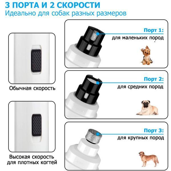 Електричний гріндер точилка для кігтів собак і кішок Pet Nail Grinder XN-10, тример пилка для кігтів 10013 фото