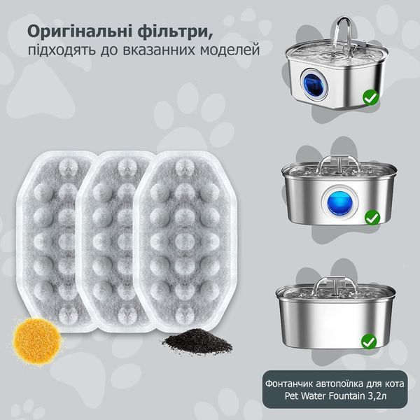 Комплект сменных фильтров 4 шт для автоматической поилки-фонтанчика для кота Pet Water Fountain PFS20 10022 фото